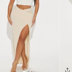 Fashion Nova Cream Maxi Skirt
